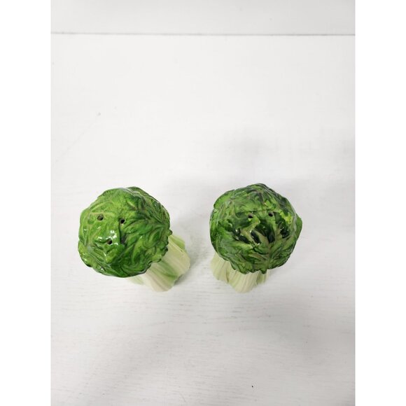 Vintage Celery Stalk Salt And Pepper Shaker Set Porcelain Green Made In Japan - Picture 4 of 9